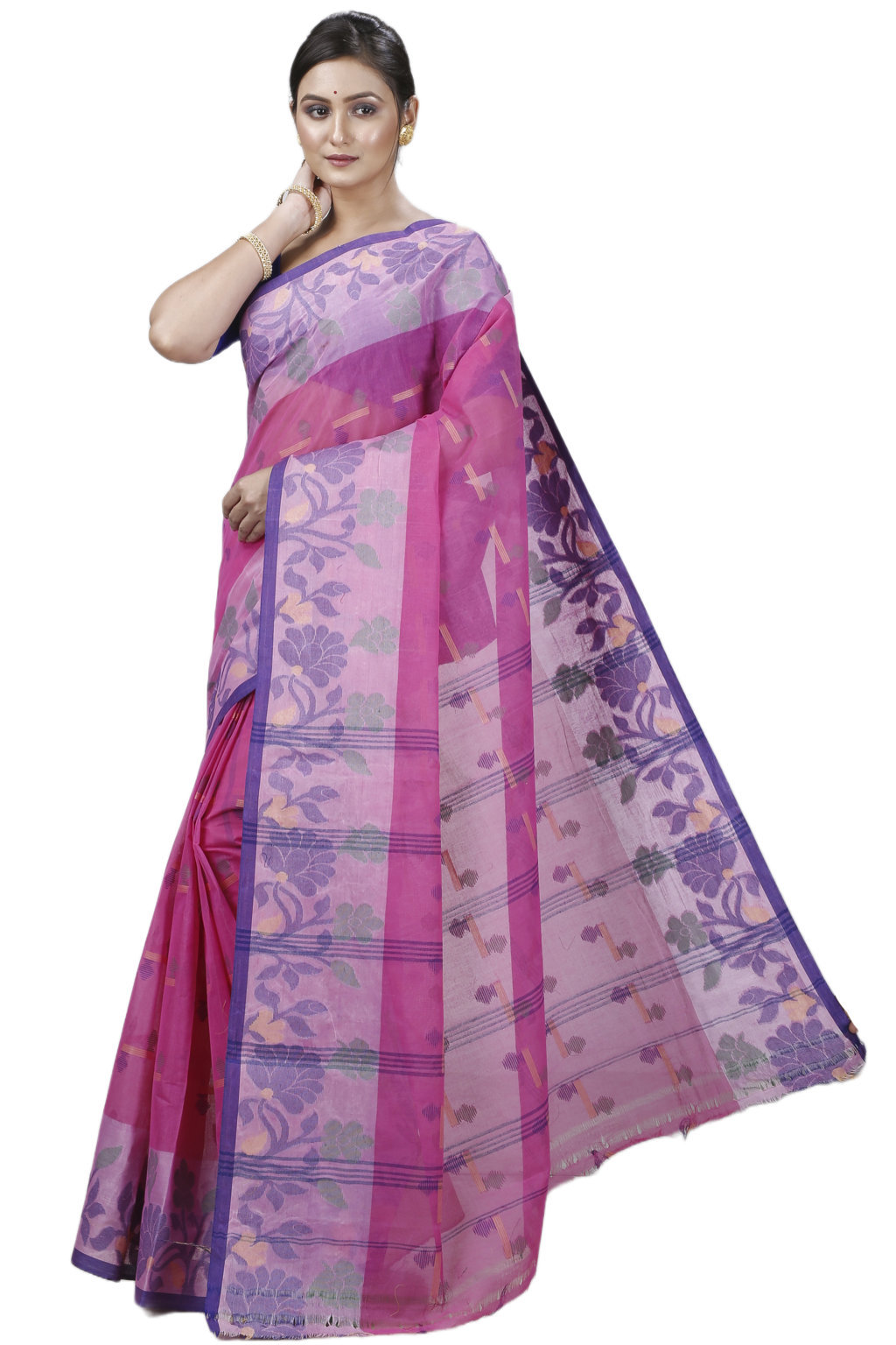 Pink Pure Cotton Urva Tant Saree (1232)